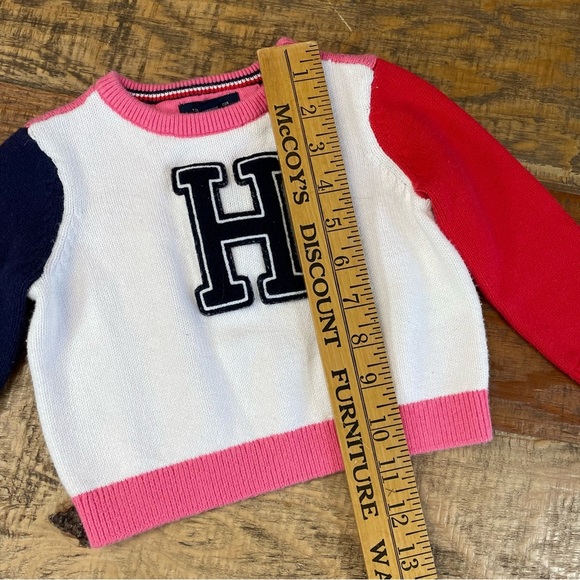 Tommy Hilfiger Red pink blue Sweater 18 months Colorblock - Picture 3 of 9